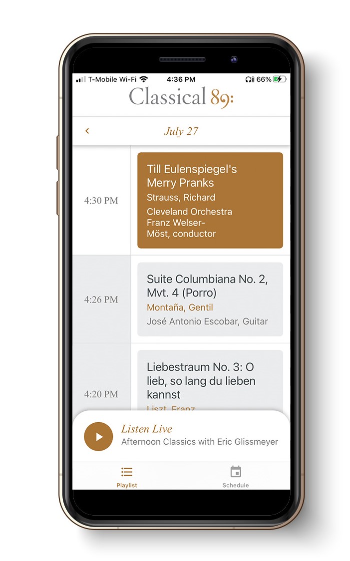Classical 89 app on a phone